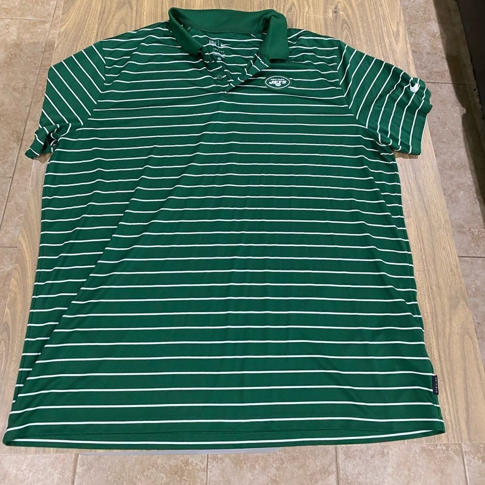 New York Jets Nike NFL On Field Dri-Fit Polo Men's Green White Used